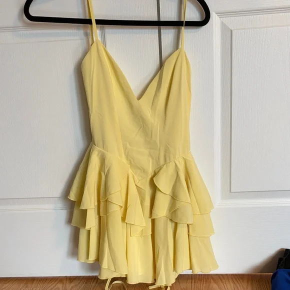 Yellow Tiered Ruffle Mini Dress - Picture 3 of 5